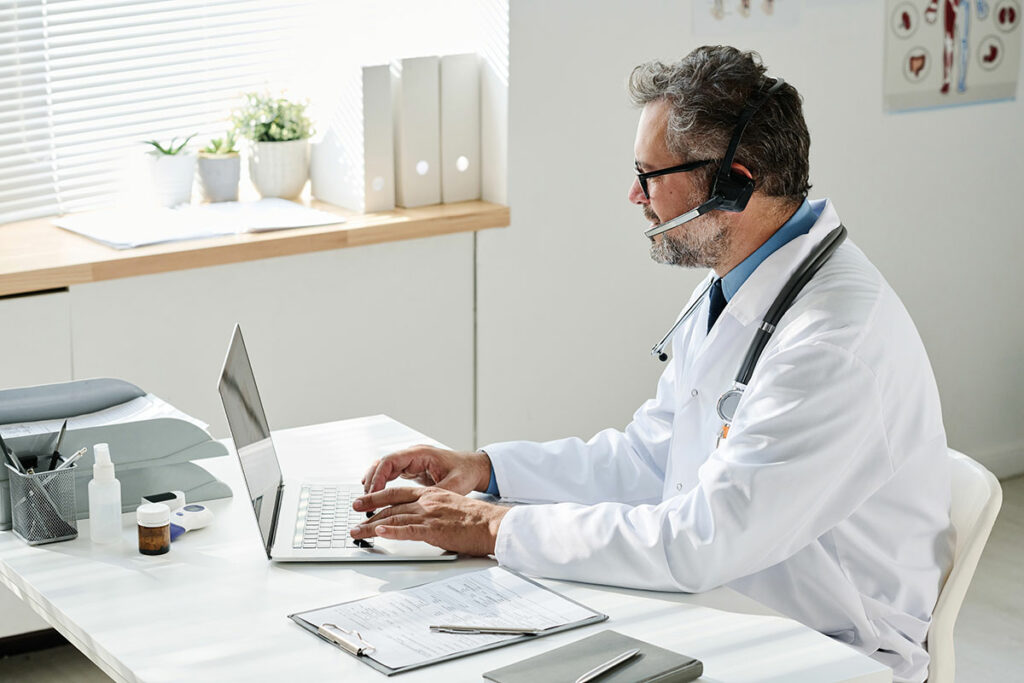 Doctor talking to patient online for STI treatment online