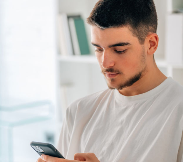 Person accessing health care online instead of walk in clinic