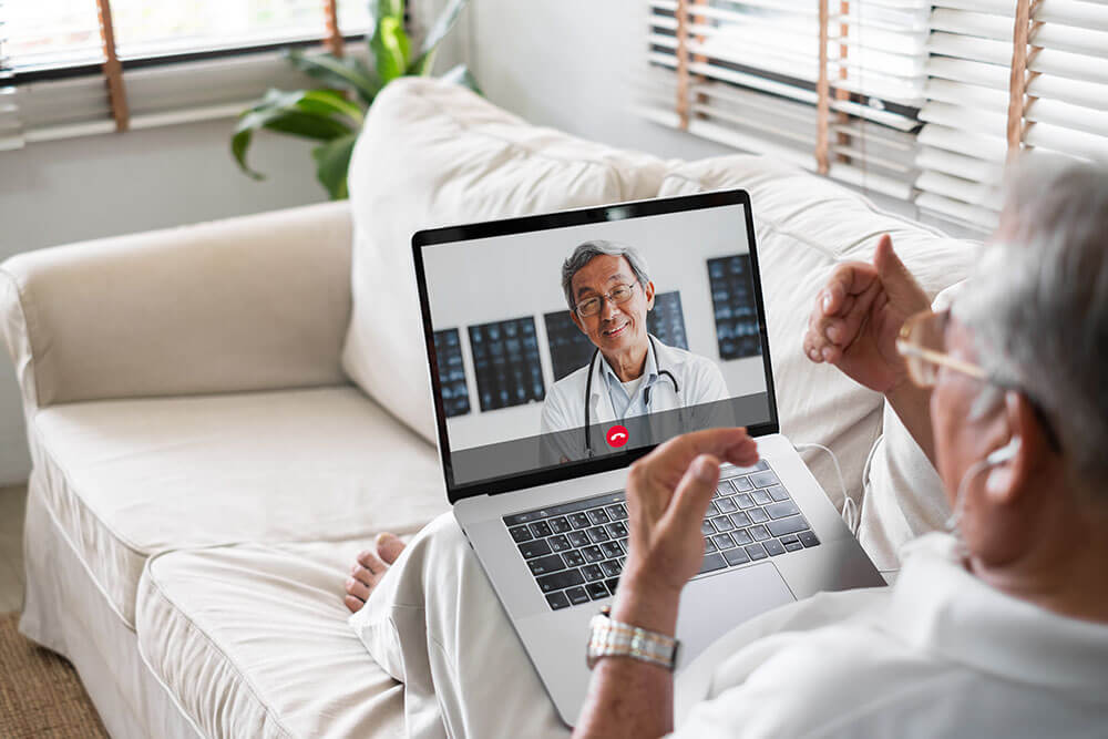 talking to a doctor online in a virtual care clinic